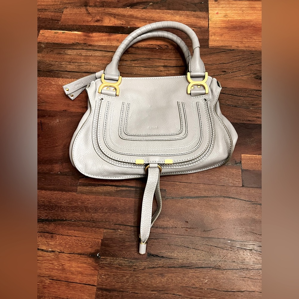 Chloe Gray and Yellow Shoulder Bag with Textured Leather